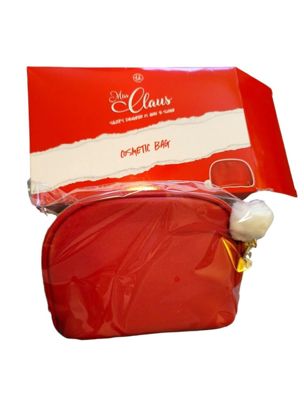 Miss Claus Red Hat Cosmetic Bag Santa's Daughter is Here to Sleigh NIB JJ3359